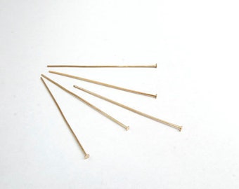 Head pin, 0.7x50mm, Approx. 21 AWG, 16K gold plated brass, Nickel free, AKPT-0750G, Optional quantity, [J25-G1]