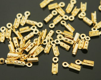 C cap, 4.7x2.4mm (excluding link), 1.5mm deep, Gold plated brass, Nickel free, End tips, PY14-02, Optional quantity, [J30-G2]