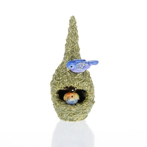 Two love Birds in a nest Figurine Trinket Box Decorated with Swarovski Crystals House
