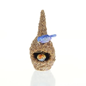 Two love Birds in a nest Figurine Trinket Box Decorated with Swarovski Crystals House