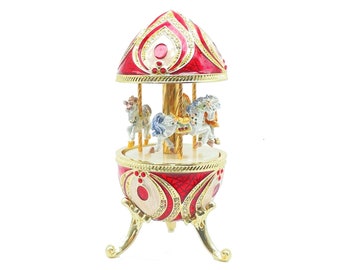 Gold Easter Egg Bee Carousel  by Keren Kopal music box with crystal