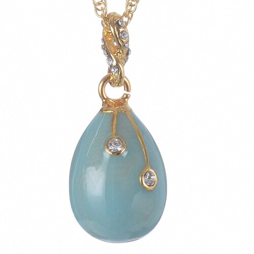 Blue Egg Pendant Necklace Faberge Styled Handmade by Keren - Etsy