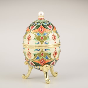 Colorful Russian Egg Trinket Box Faberge Egg Decorated with Swarovski Crystals Collectors Easter Egg Gift Idea for Her Limited Edition