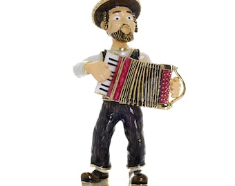 Accordion Music Player Trinket Box with Swarovski Crystals By Keren Kopal