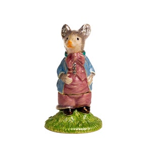 Father Mouse Trinket Box Decorated with Crystals Jewelry Storage Stash Handpainted Animal Figure Gift Idea for Home Decoration