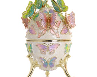 Limited Edition of 250 Enchanted Butterfly Egg Trinket Box with Detachable Crystal Butterflies