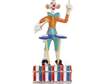 Musical Circus Clown with Timpani Drums Trinket Box by Keren Kopal
