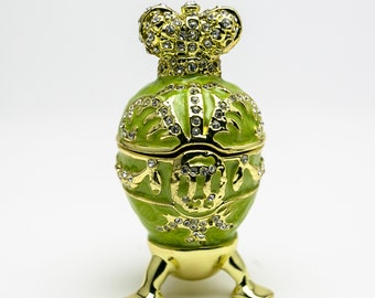 Red Heart Trinket box hand made by Keren Kopal /& Austrian crystals Faberge