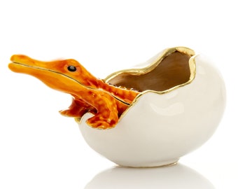 Joyero de cocodrilo Keren Kopal: decoración de cristal Swarovski estilo Fabergé