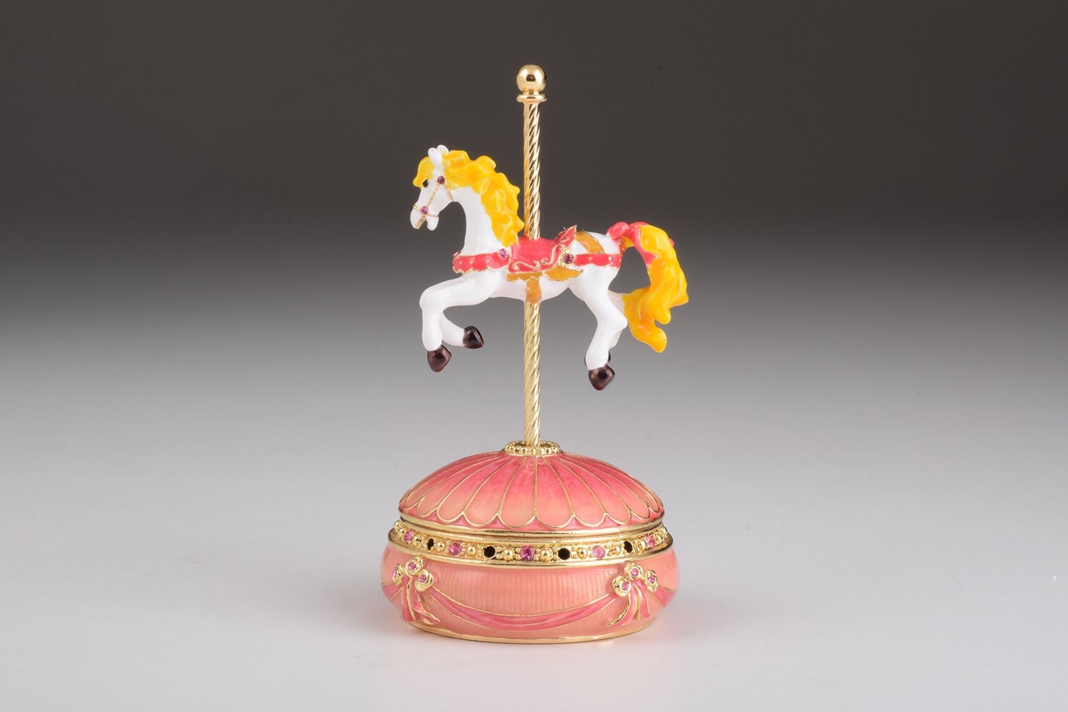 Keren Kopal Pink Carousel: Swarovski Crystal Royal Horse Music Box