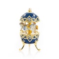 Navy blue Faberge Egg Wind up Musical Carousel by Keren Kopal Handmade Decorated with Swarovski Crystals Gold Plated Enamel Painted product logo