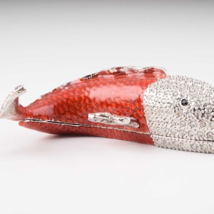 Red Fish Faberge Styled Trinket Box Handmade mit Swarovski-Kristallen verziert