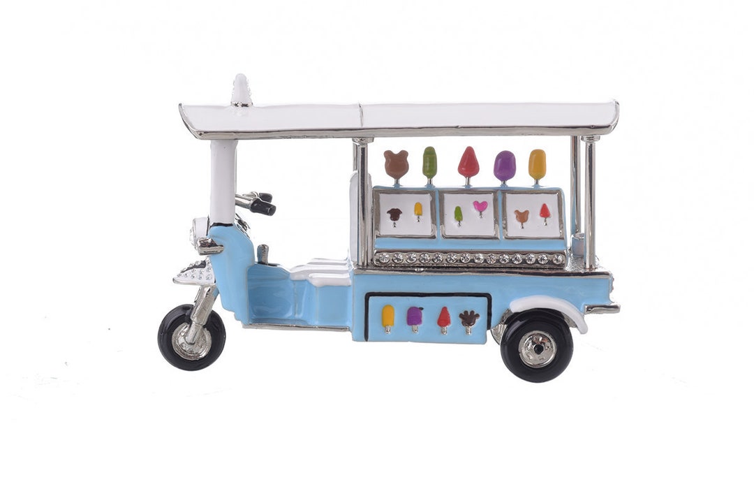 Ice Cream Rickshaw Car Faberge Style Animal Trinket Box Decorated With