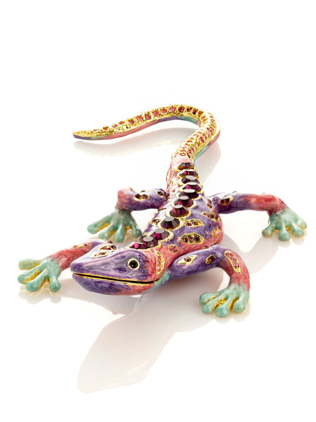 Handmade Purple Lizard Trinket Box: 24K Gold, Swarovski Crystals - Etsy