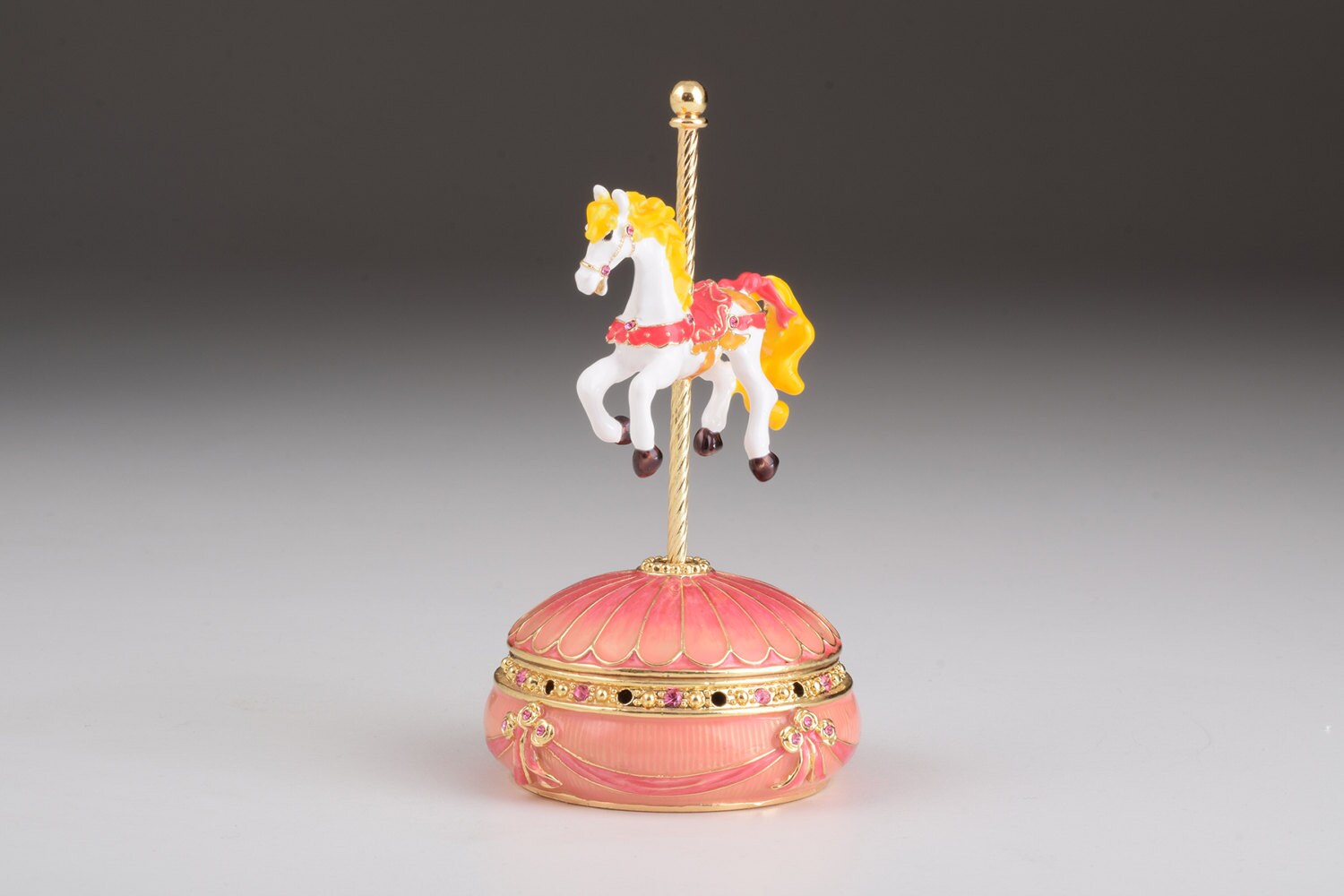 アリス×メリーゴーランド　ピンク Keren Kopal Pink Carousel: Swarovski Crystal Royal Horse Music Box