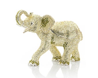 silver elephant trinket box decorated with Swarovski crystals by Keren Kopal decorated home decor