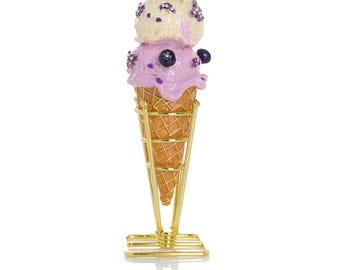 Summer Special Wild Blueberry Cream Ice Cream Cone Trinket Box