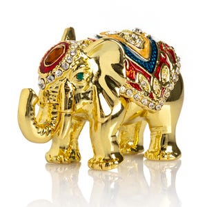 Golden Elephant Faberge Styled Trinket Box Home Decor Collectors Box Unique Gift for Elephant Lovers