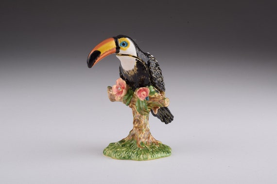 Toucan Bird Jewelry Trinket Box Collectible Enamel Bird Decoration Gift 02012 