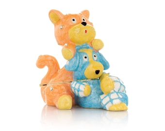 Rana sentada en una canasta sosteniendo globos estatuilla caja de baratijas hecha a mano hogar espacio decoración regalos de cumpleaños