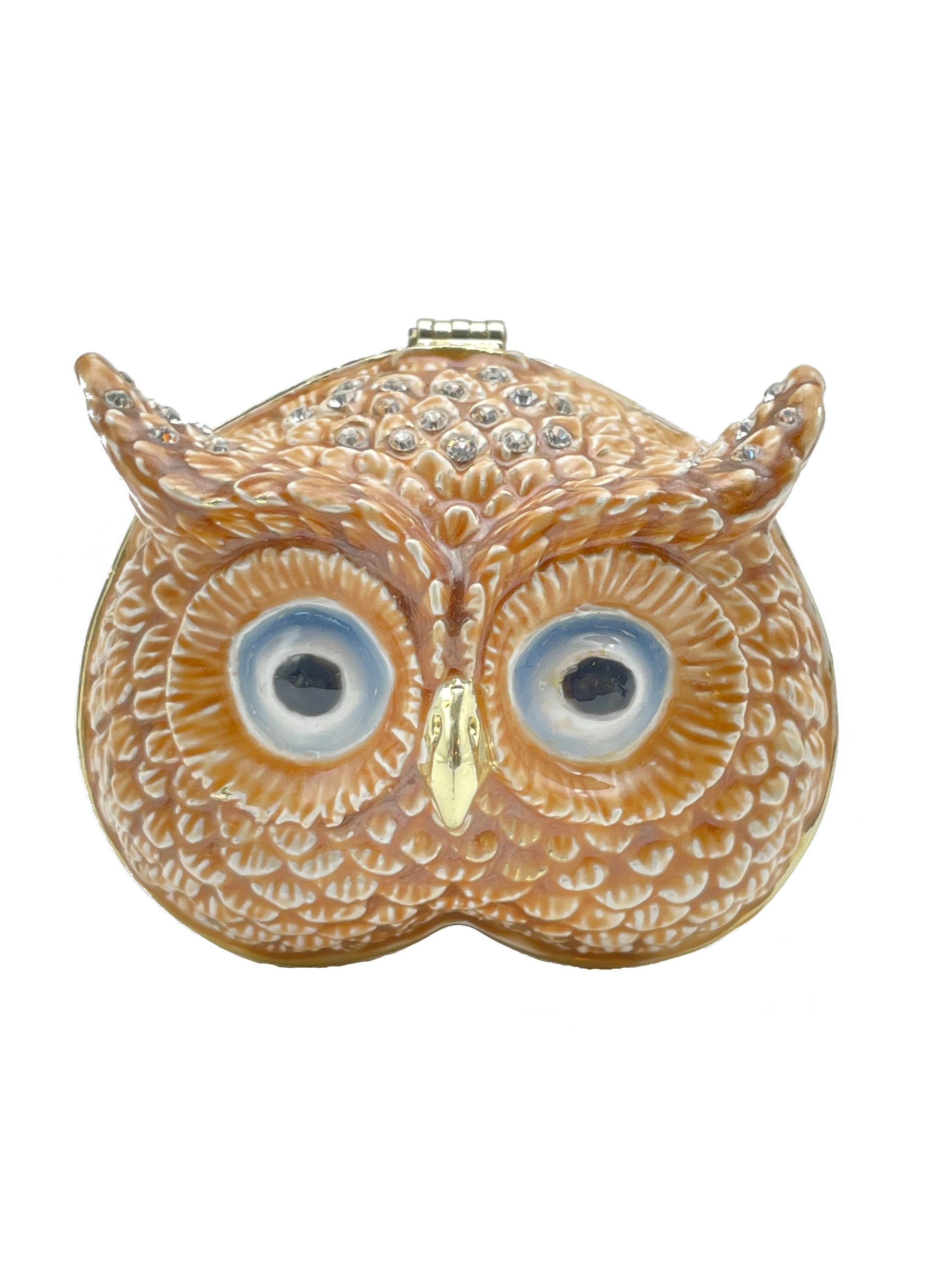 Handmade Enameled Owl Trinket Box: 24K Gold Keren Kopal Design