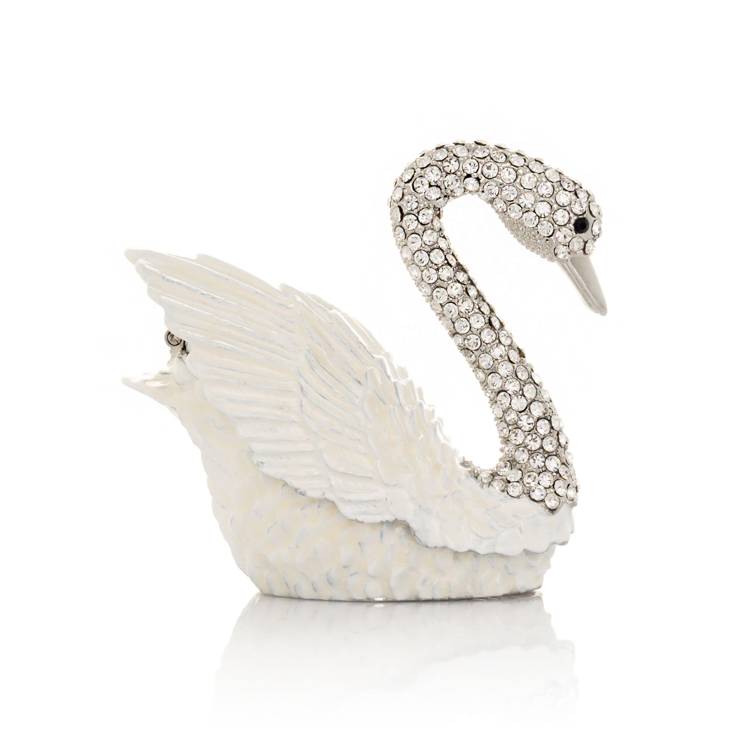 Swan Trinket Box by Keren Kopal Faberge Style Decorated With