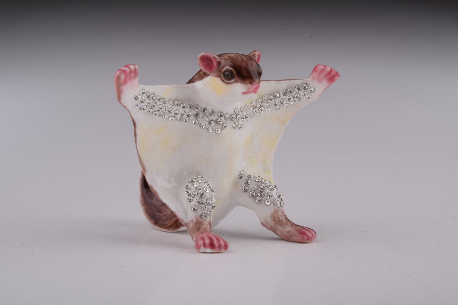Brown bat, sugar glider, fliyng squirrel Faberge Styled Trinket Box Handmade Decorative box with Swarovski Crystals Animal Lovers Gift Idea