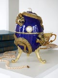 Blue Faberge Egg with Dragon Music Playing Collectors  Home Decor Decorated with Swarovski Crystals product logo