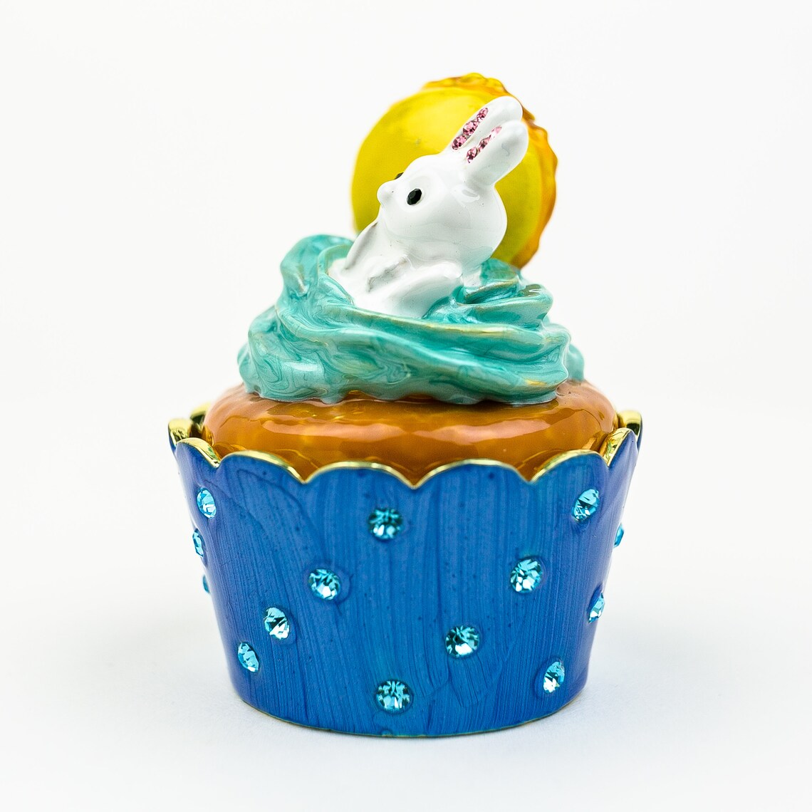 Rabbit on Cupcake Trinket Box Faberge Styled Engagement Ring Etsy