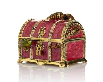 Rode schatkist: Snuisterijdoosje in Faberge-stijl slang met Swarovski-kristallen