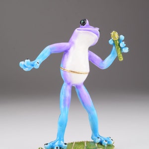 Frog with Microphone Faberge Style Trinket Box Handmade Decorated with Swarovski Crystals