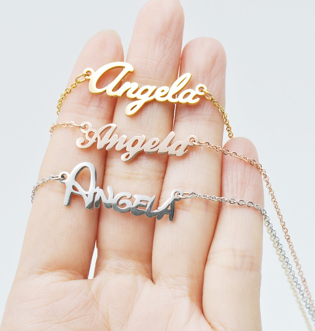 Personalized name tag necklace engraved name necklace name Etsy