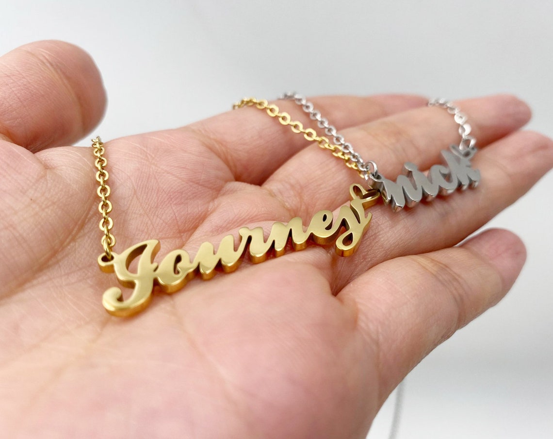 Name Necklace Gold Name Necklace Custom Name Necklace Etsy