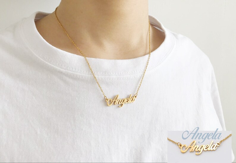 Personalized name tag necklace engraved name necklace name Etsy