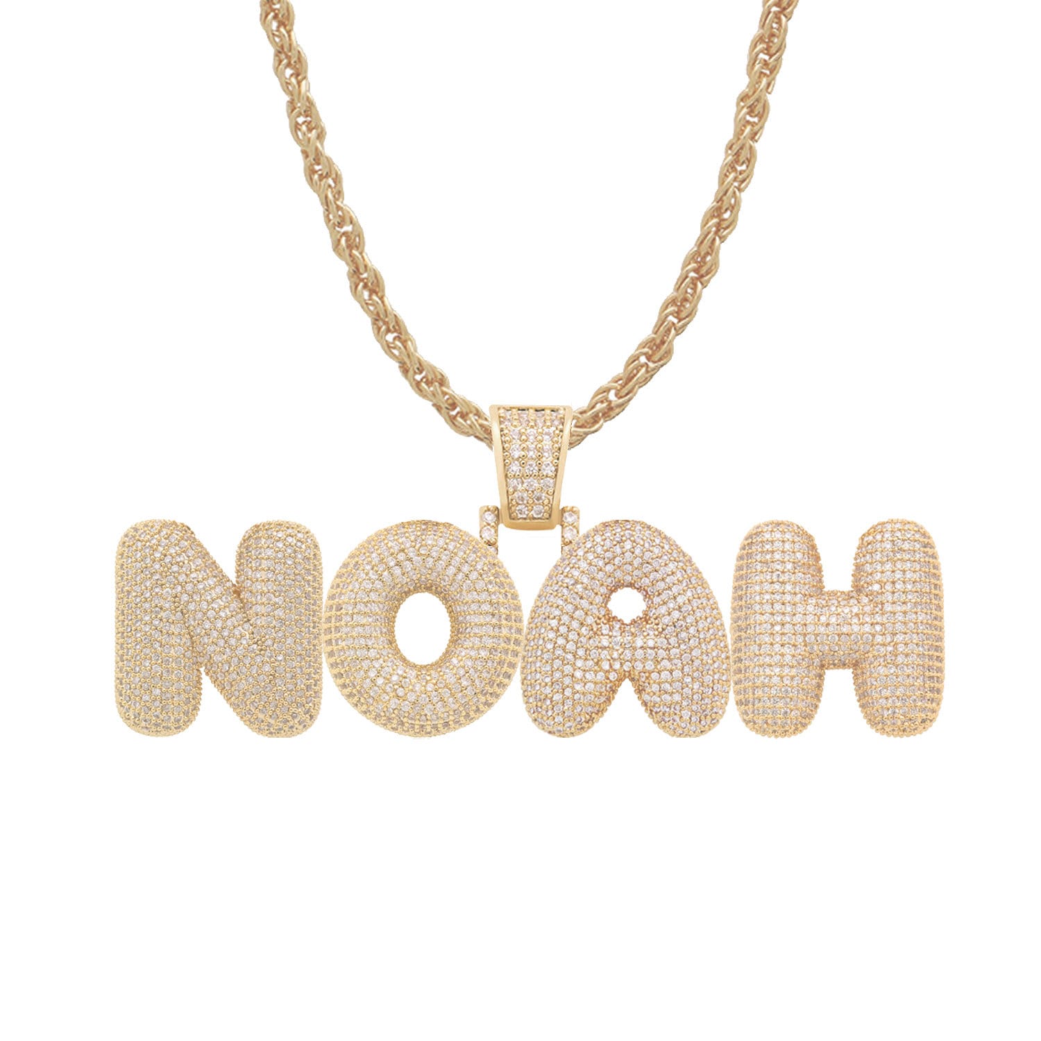 Name Bubble Letter Necklace for Noah Name Crystal Necklace Etsy