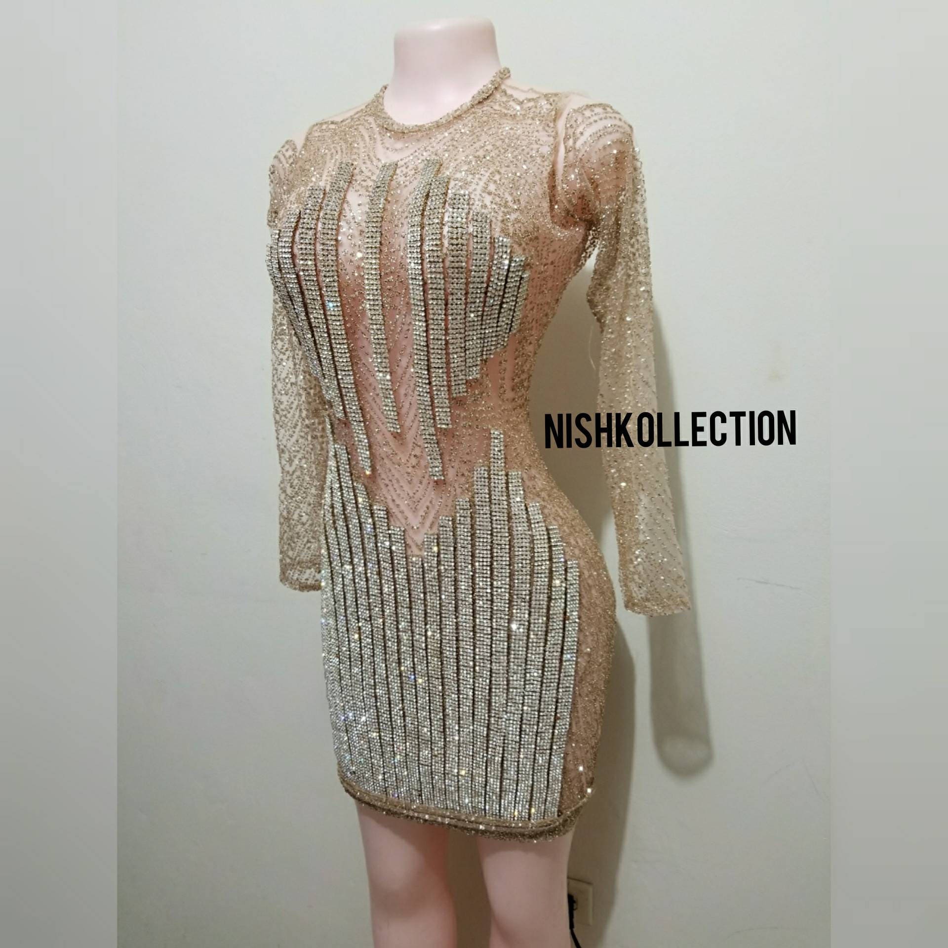 long sleeve diamond dress