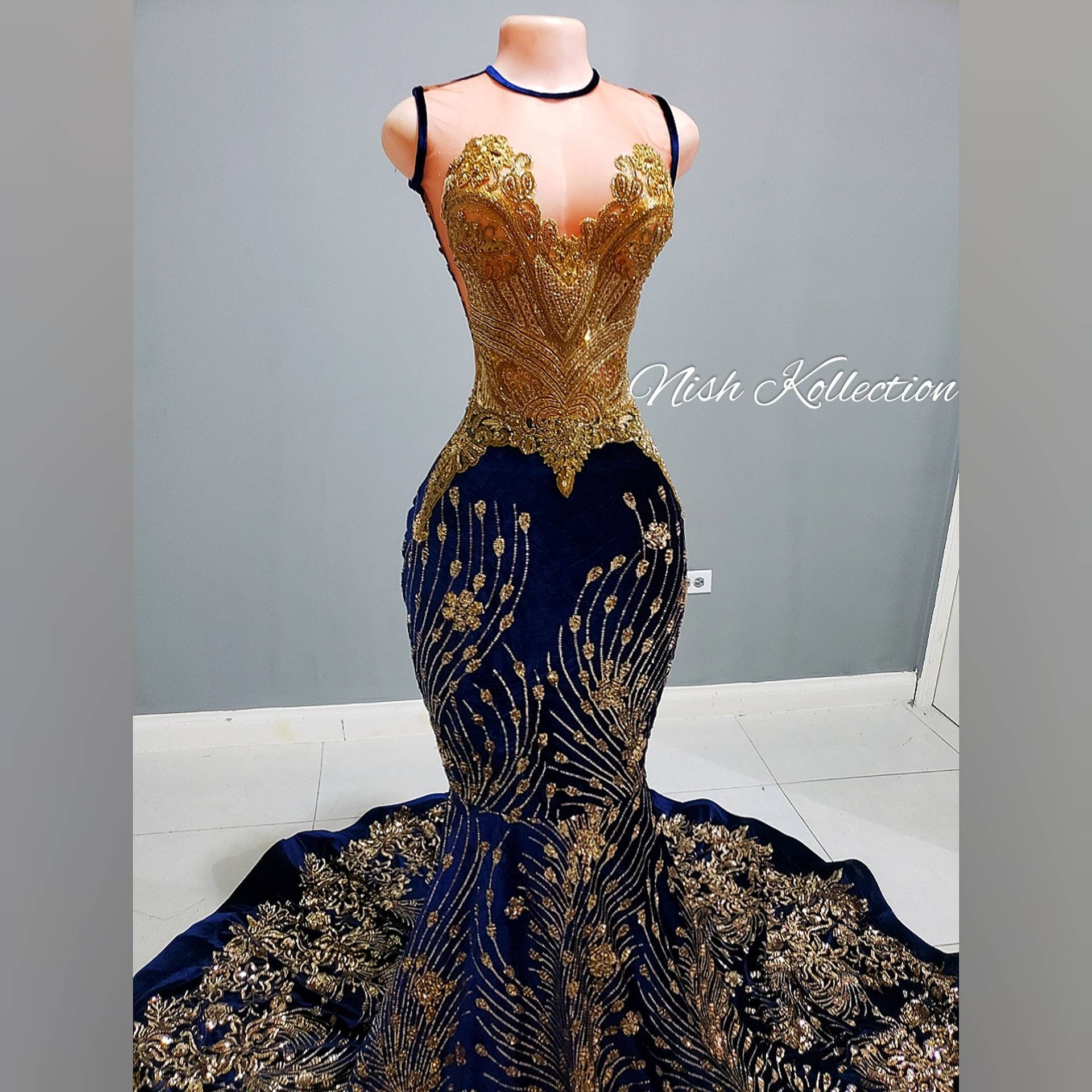 FANTASY BLIST GOWN Custom Sequin Prom Mermaid Blue and Gold Gown/dress  Wedding Reception - Etsy