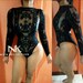 Custom Embroidery lace sheer long sleeve Nish Vintage swimsuit /monikini /swimwear/ bodysuit