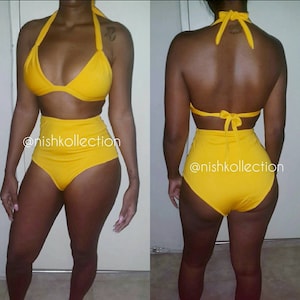 Nish two piece high waist triangle sexy swimwear fully lined