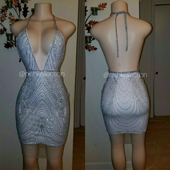White dress with diamond straps 2025