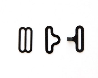 30 sets of bow tie hardware slide eye and hook 19mm (black finish)