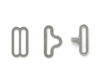 50 sets of bow tie hardware slide eye and hook 19mm (silver colour)