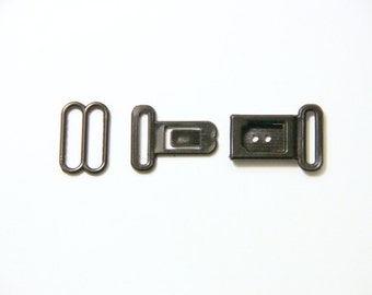 10 sets of bow tie hardware slide and press release buckle 13mm plastic (black)