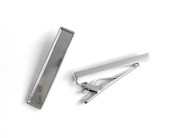 20 stuks tieclip met tray , 48 x 8 x 3 mm , Zilverkleur