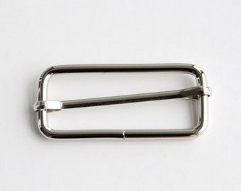 10 pcs 2 inch x 0.75 inch Rectangular Slider with Movable Pin Silver Color
