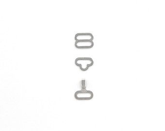 10 sets of 10mm metal bow tie hardware slide eye and hook (silver colour)