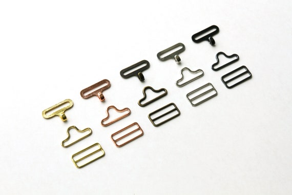 10 Sets of Bow Tie Hardware High Quality Slide Eye and Hook 19mm (Silver / Rose Gold / Brass / Gunmetal Black / Gold Colors)