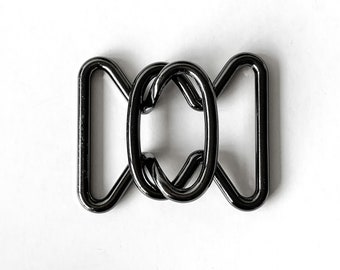 10 stuks 38 mm (1,5 inch) cirkelvormige in elkaar grijpende gesp, metaal, bronszwarte kleur