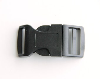 20 pcs of 1" plastic side press release curved buckle heavy duty (black color)