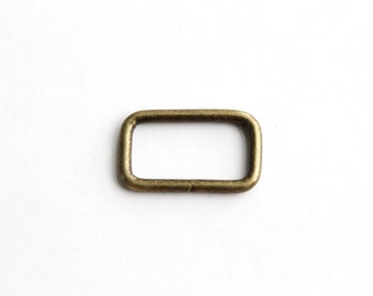 20 pcs 1 inch x 0.5 inch Split Rectangular Loop Antique Brass Color